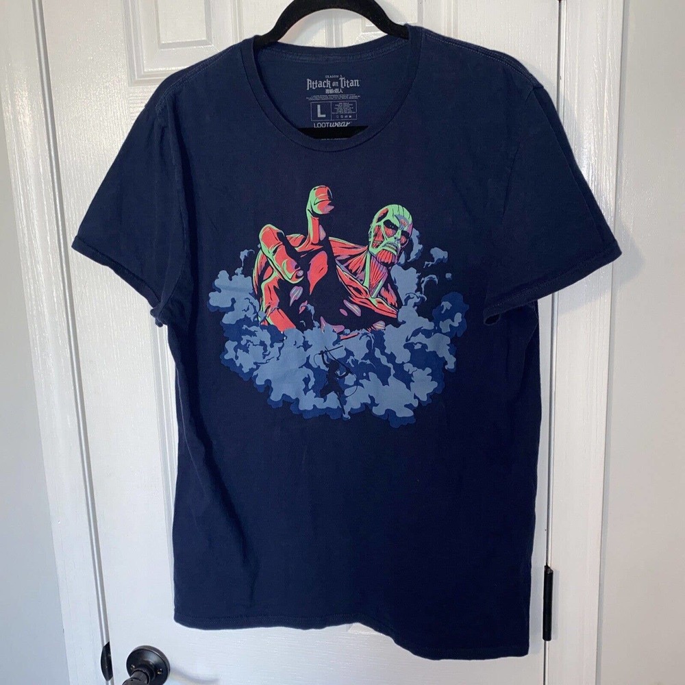 Attack On Titan Season 2 T-shirt Size L Lootwear Exclusive Blue Anime Short